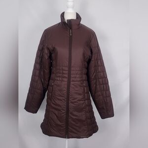 MERRELL Primaloft Full Zip Quilted Puffer Jacket Women's Med Brown Zip Pockets